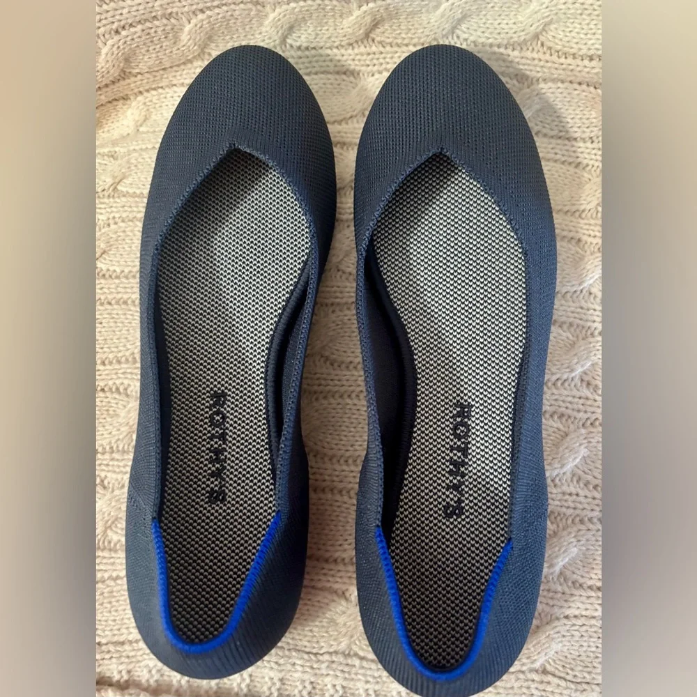 Rothy's Slip On Ballet Flats shoes Navy Blue Women Size 9 Round Toe